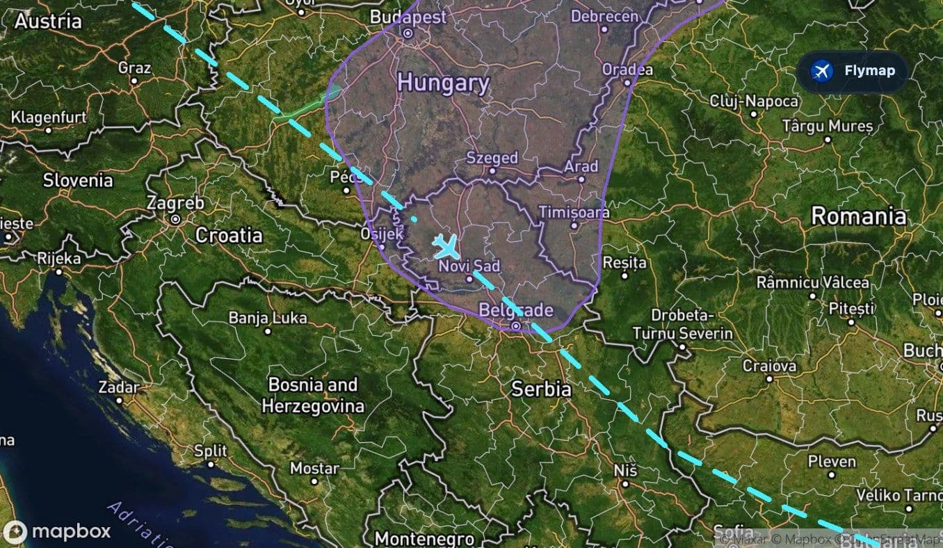 Map of the Great Hungarian Plain on the way toward the Balkans
