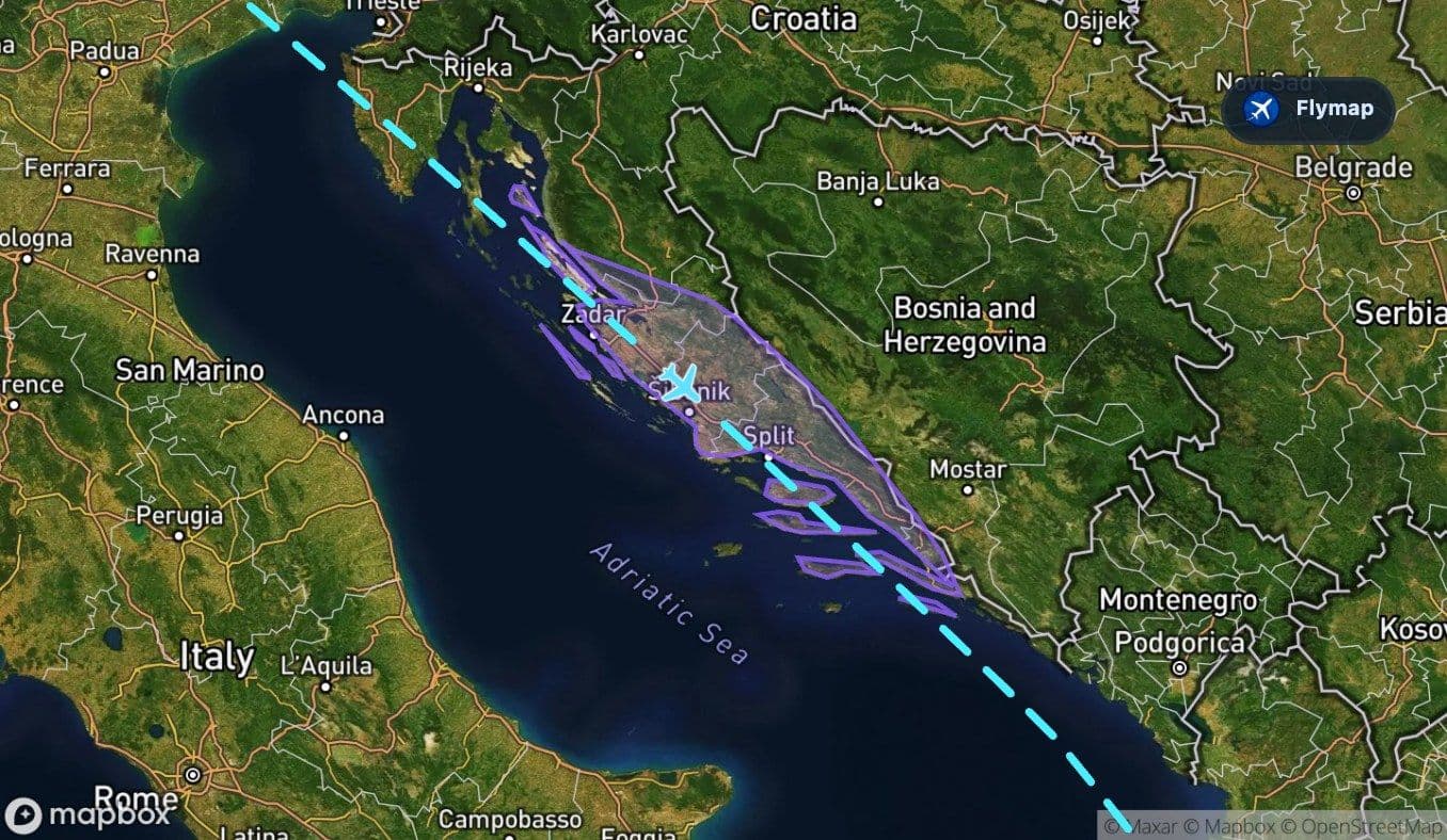 Map of Dalmatia and the Croatian coast on the London to Preveza route