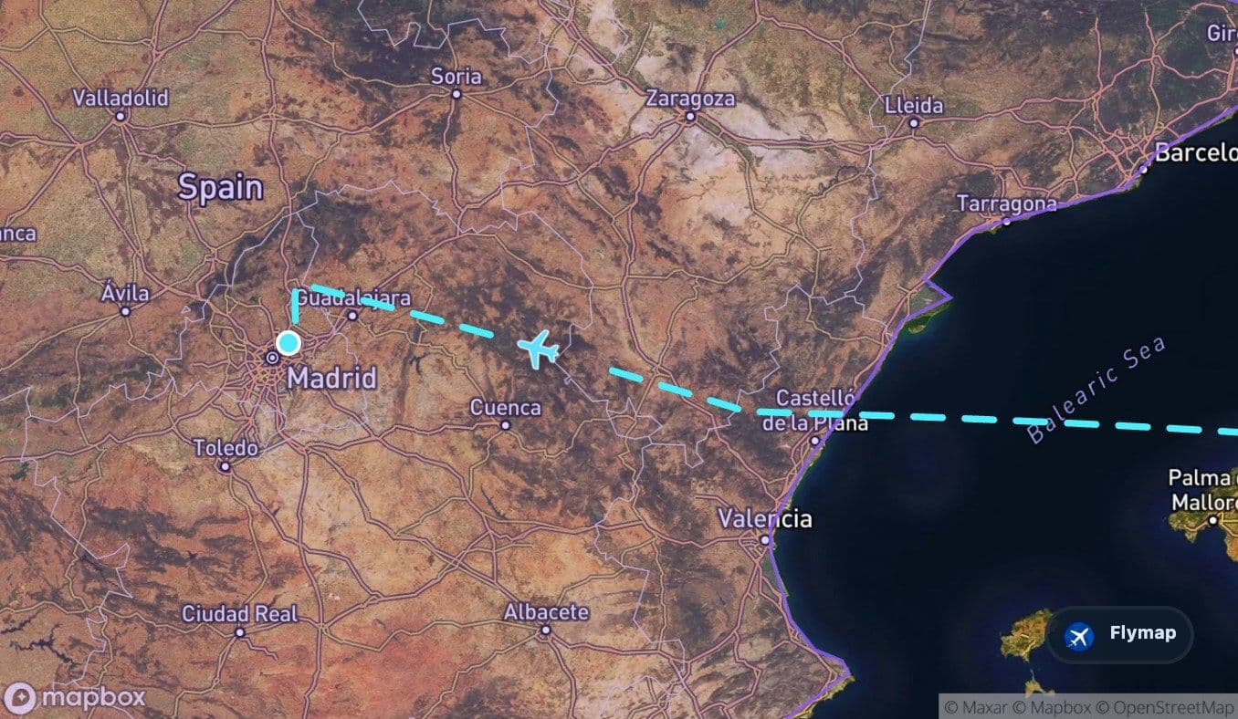 Map of the Iberian Peninsula showing the inland approach toward Madrid