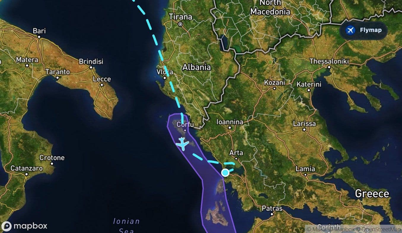 Map of the Ionian Islands near the arrival into Preveza