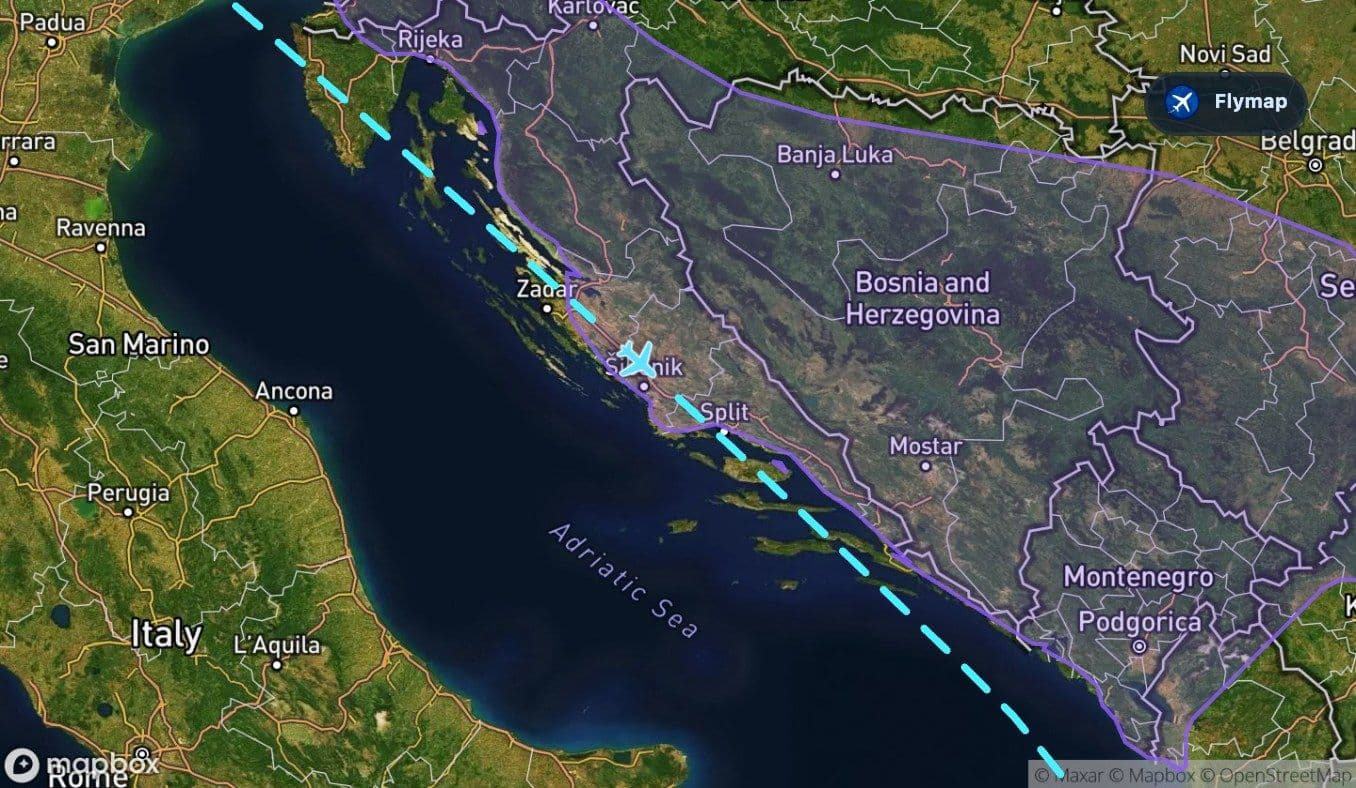 Map of the Dinaric Alps along the Balkan section of the London to Preveza route