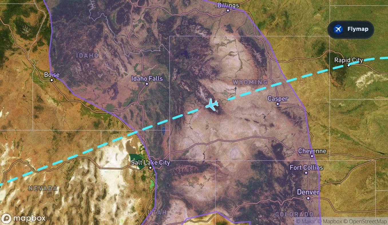 Map of the Rocky Mountains crossed on the Chicago to San Francisco route